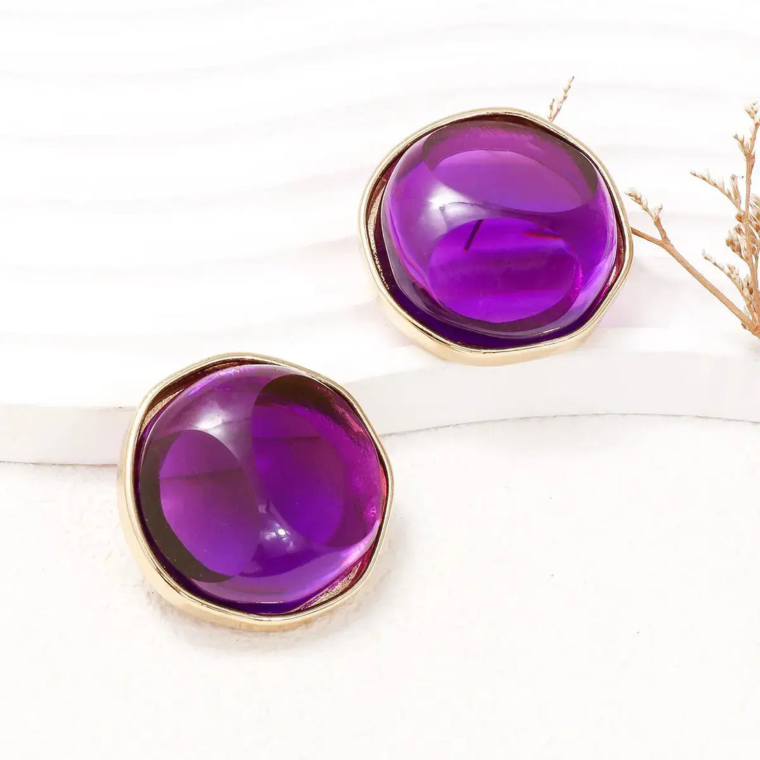 Lovcia Alloy Geometric Earrings-Earrings-Purple-One Size-Purple