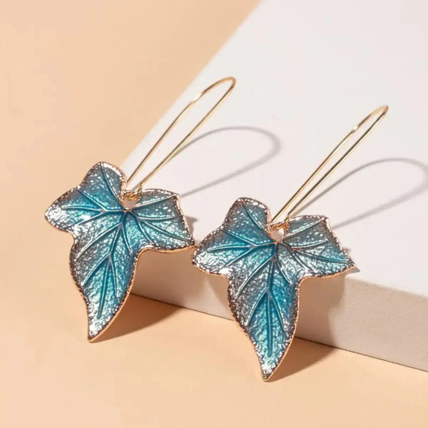 Lovcia Alloy Leaf Drop Earrings-Earrings-Sky Blue-One Size-Sky Blue
