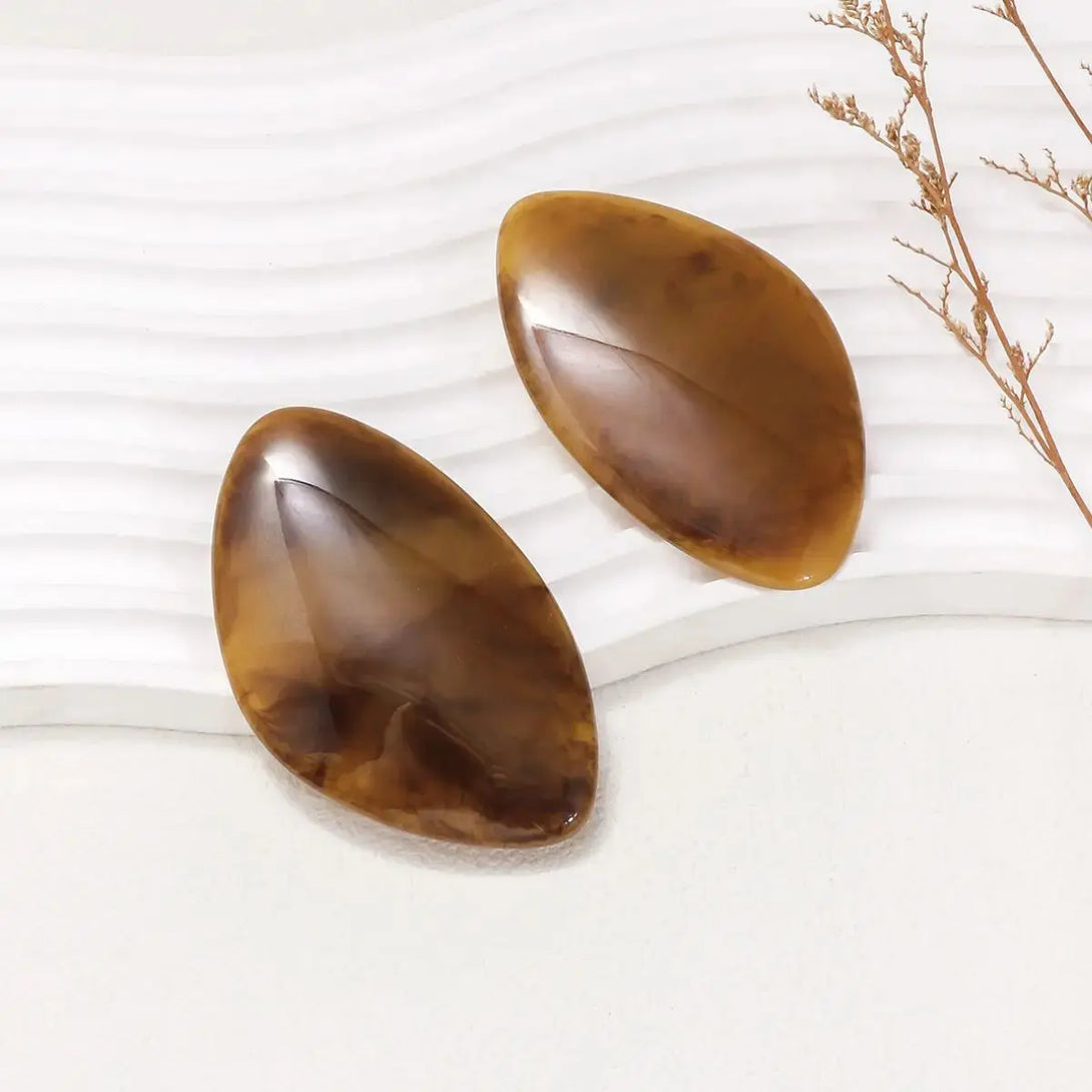 Lovcia Alloy & Resinous Geometric Earrings-Earrings-Chestnut-One Size-Chestnut