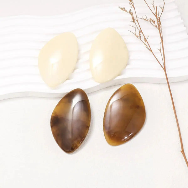 Lovcia Alloy & Resinous Geometric Earrings-Earrings-Ivory-One Size-Ivory