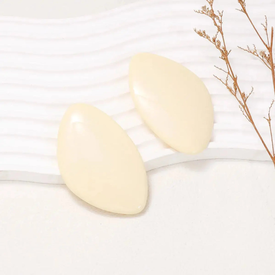 Lovcia Alloy & Resinous Geometric Earrings-Earrings-Ivory-One Size-Ivory
