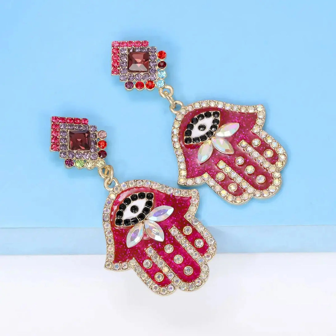 Lovcia Alloy & Rhinestone Earrings-Earrings-Deep Red-One Size-Deep Red