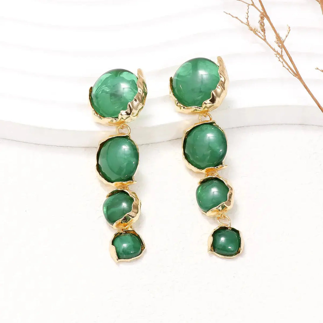 Lovcia Alloy & Rhinestone Earrings-Earrings-Green-One Size-Green