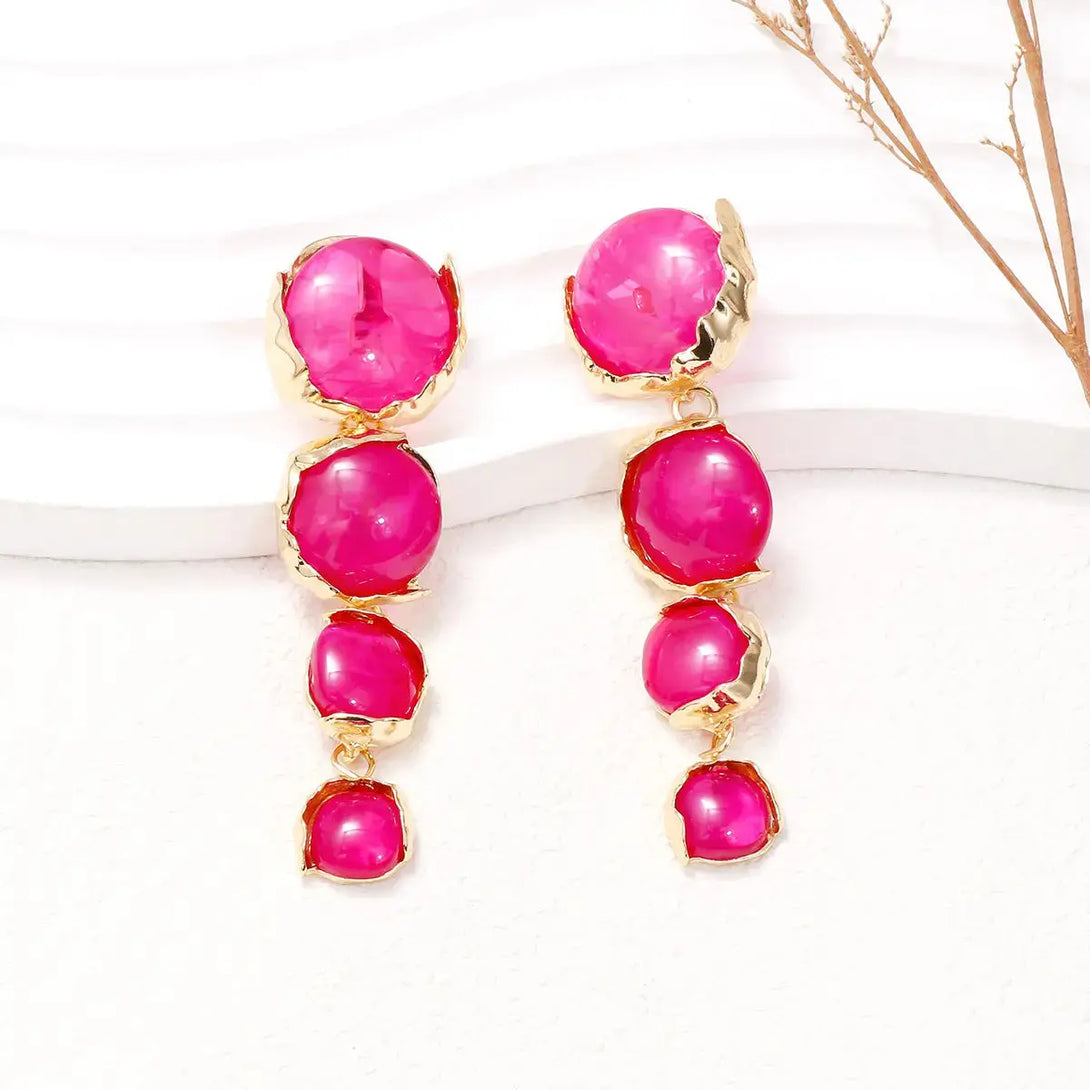 Lovcia Alloy & Rhinestone Earrings-Earrings-Hot Pink-One Size-Hot Pink