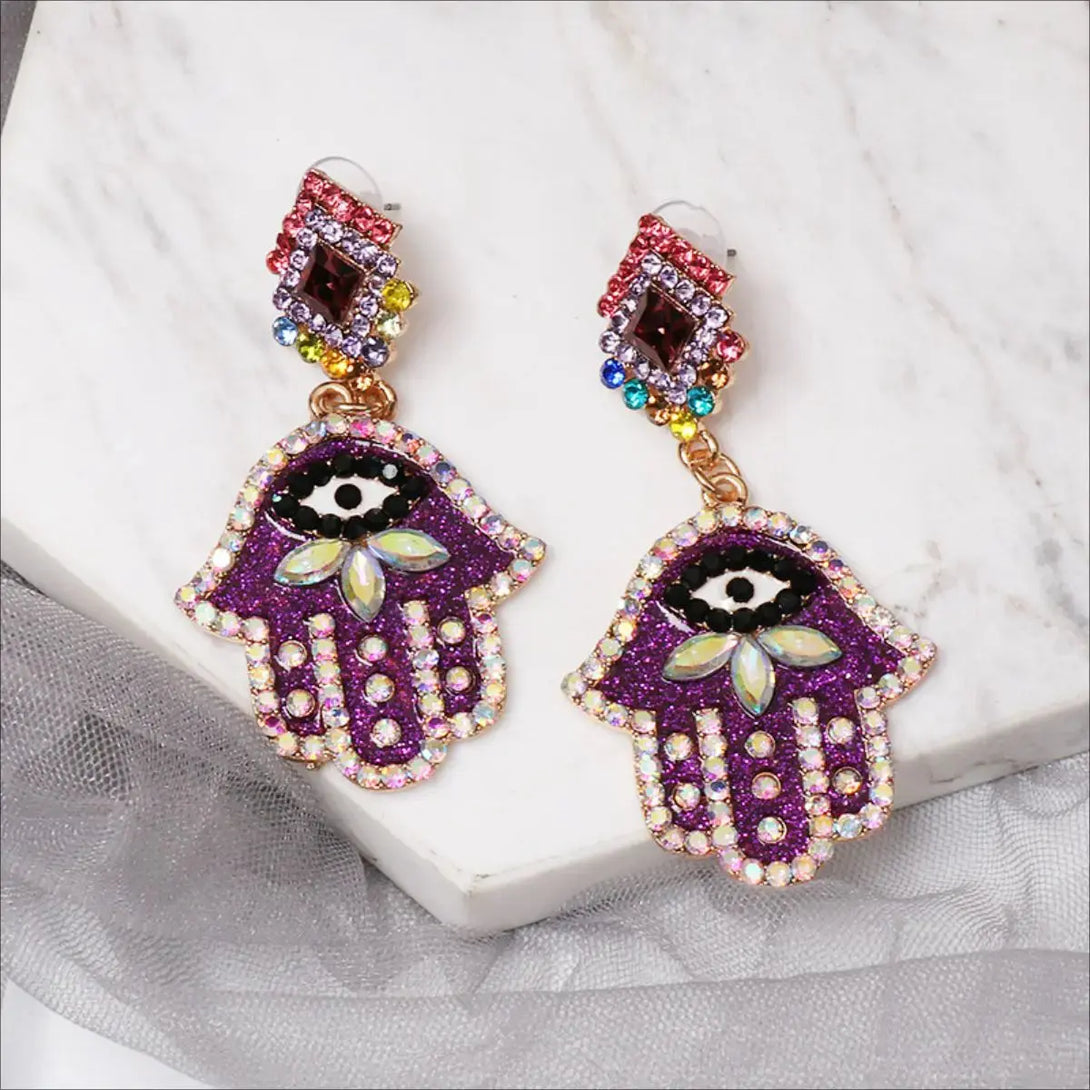 Lovcia Alloy & Rhinestone Earrings-Earrings-Purple-One Size-Purple