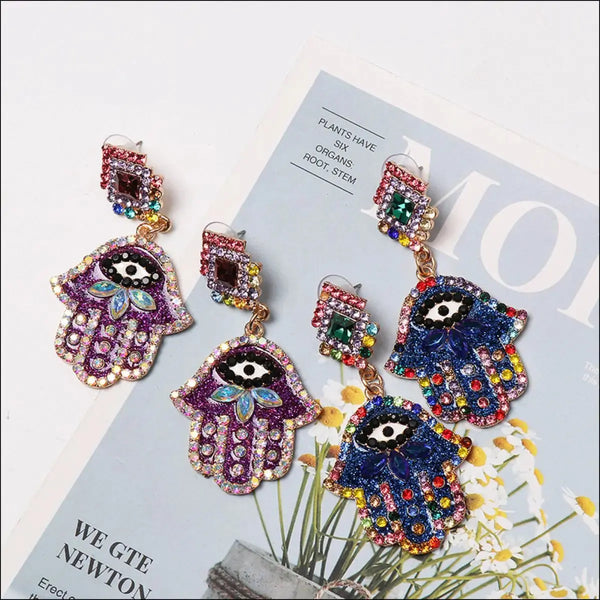 Lovcia Alloy & Rhinestone Earrings-Earrings-Royal Blue-One Size-Royal Blue