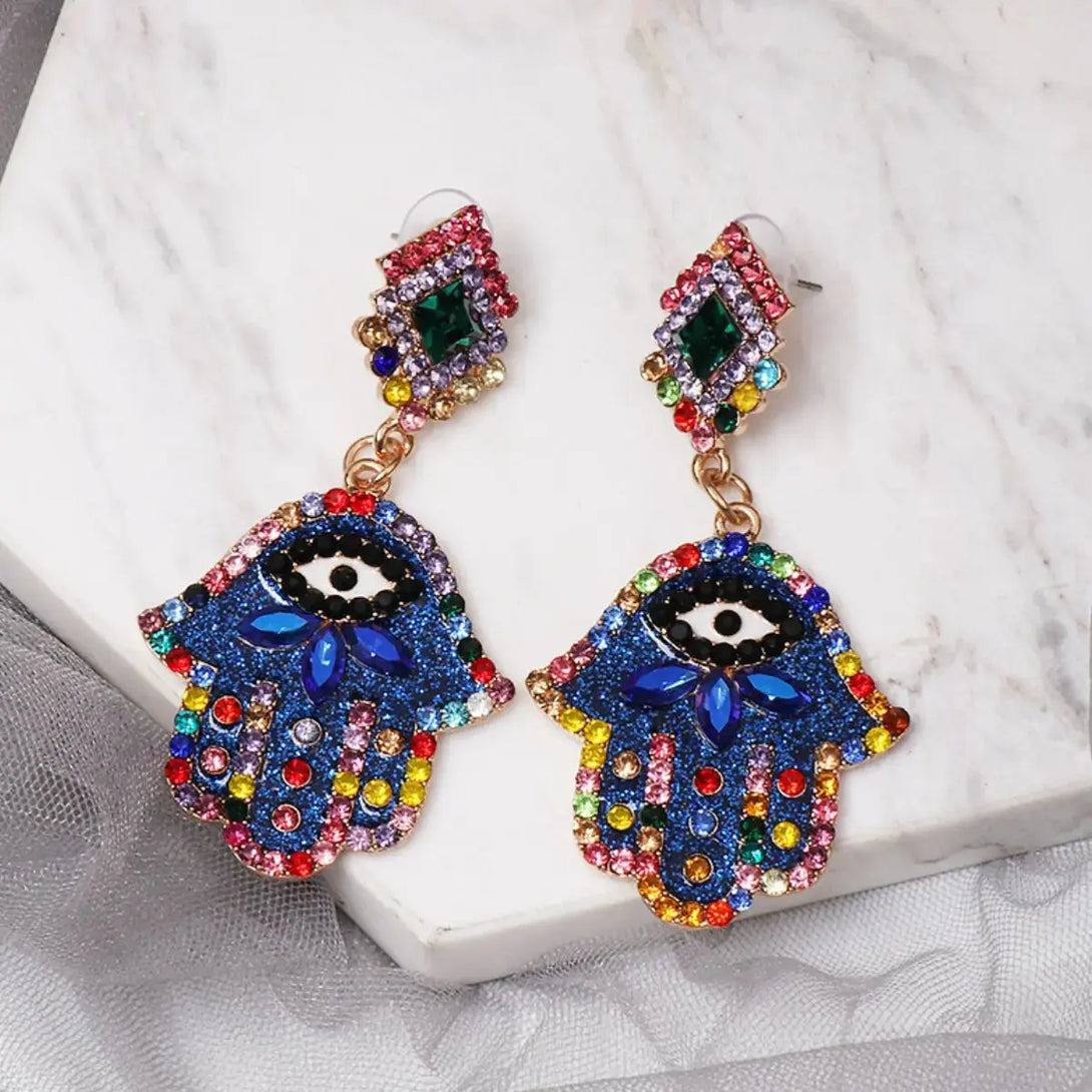 Lovcia Alloy & Rhinestone Earrings-Earrings-Royal Blue-One Size-Royal Blue