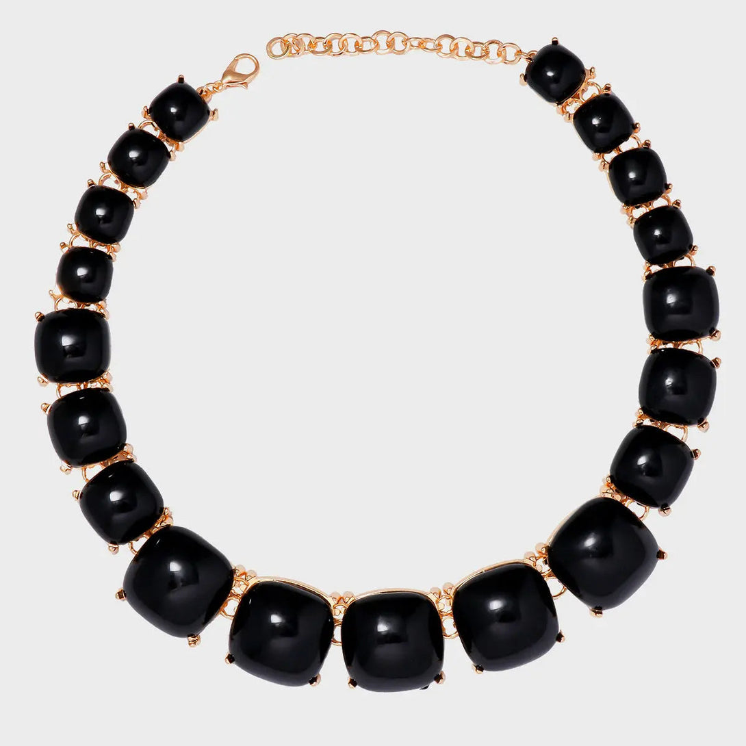 Lovcia Alloy & Rhinestone Necklace-Necklaces-Black-One Size-Black