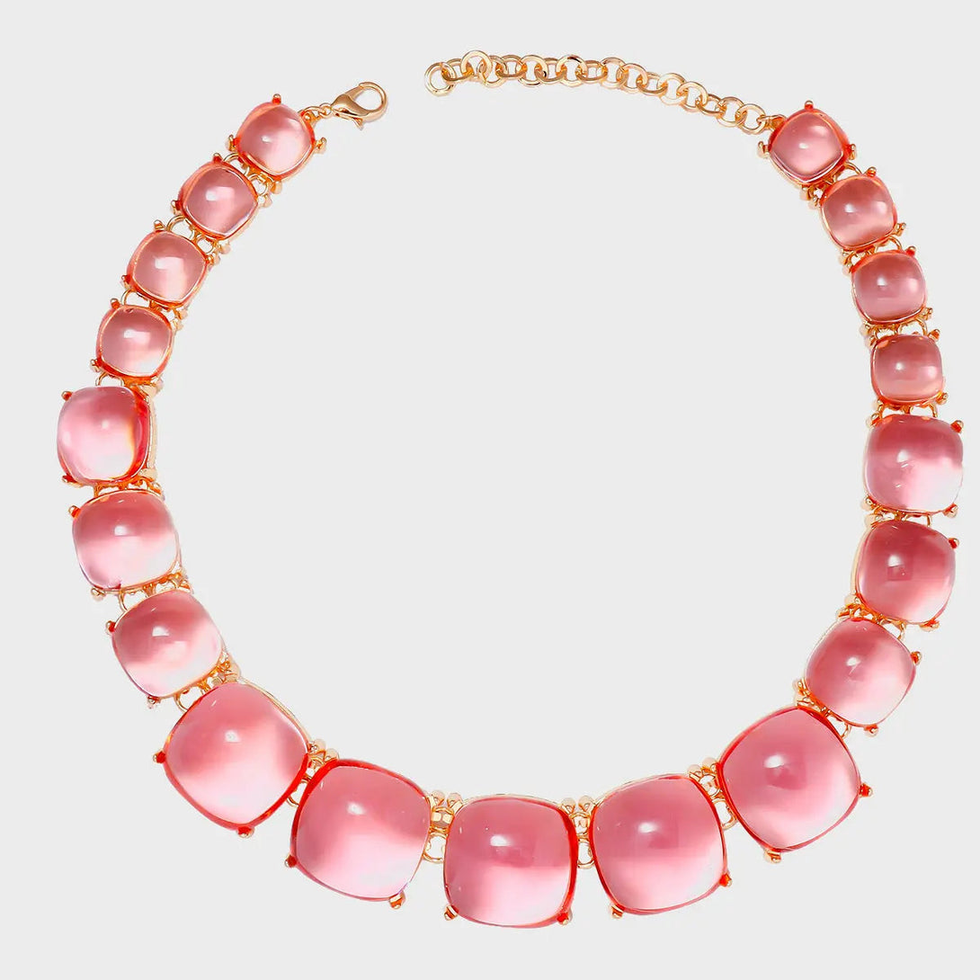 Lovcia Alloy & Rhinestone Necklace-Necklaces-Dusty Pink-One Size-Dusty Pink