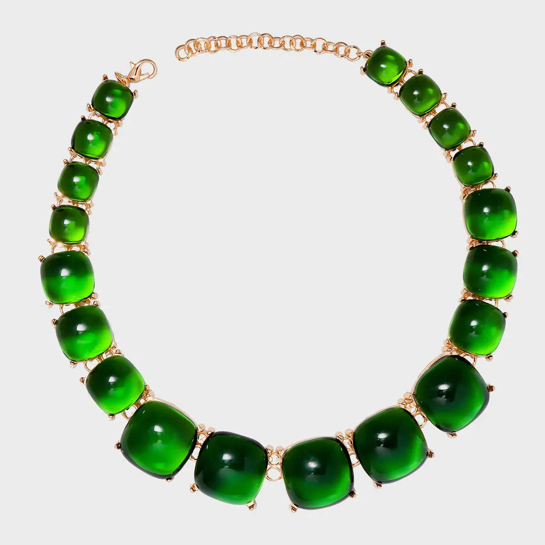 Lovcia Alloy & Rhinestone Necklace-Necklaces-Green-One Size-Green