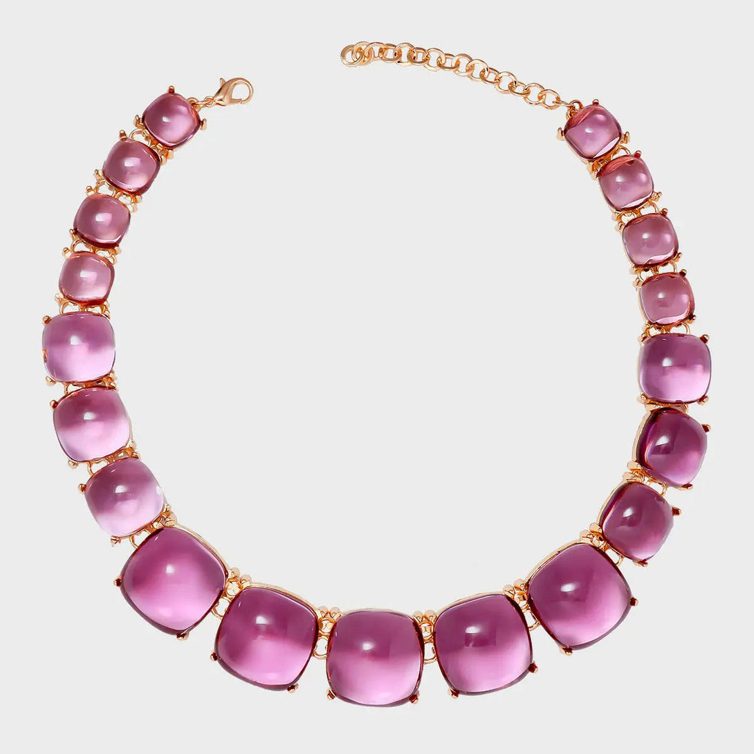 Lovcia Alloy & Rhinestone Necklace-Necklaces-Lilac-One Size-Lilac