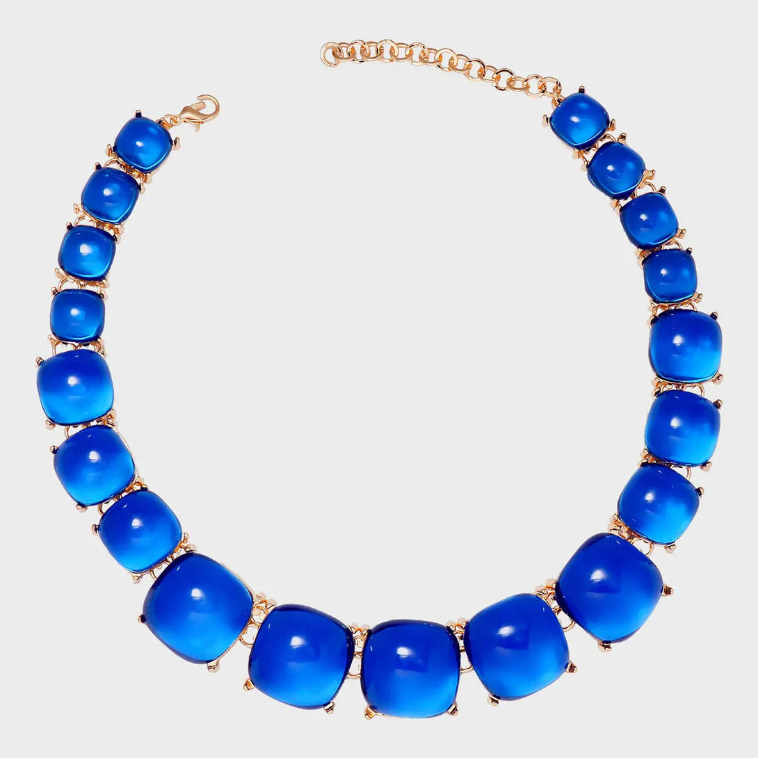 Lovcia Alloy & Rhinestone Necklace-Necklaces-Royal Blue-One Size-Royal Blue