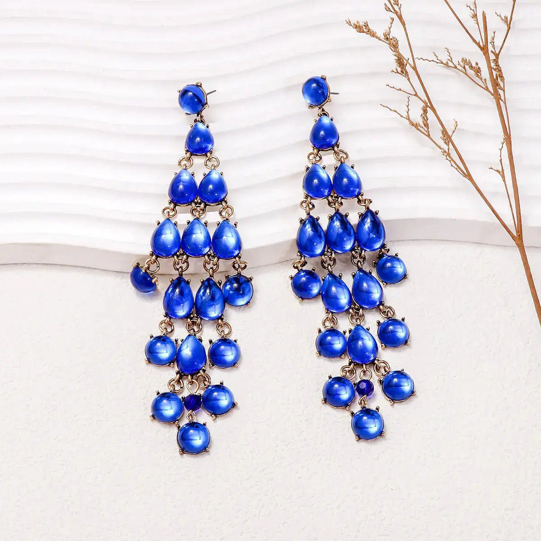 Lovcia Alloy & Rhinestone Teardrop Earrings-Earrings-Cobalt Blue-One Size-Cobalt Blue
