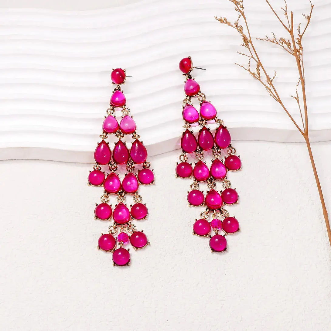 Lovcia Alloy & Rhinestone Teardrop Earrings-Earrings-Deep Rose-One Size-Deep Rose
