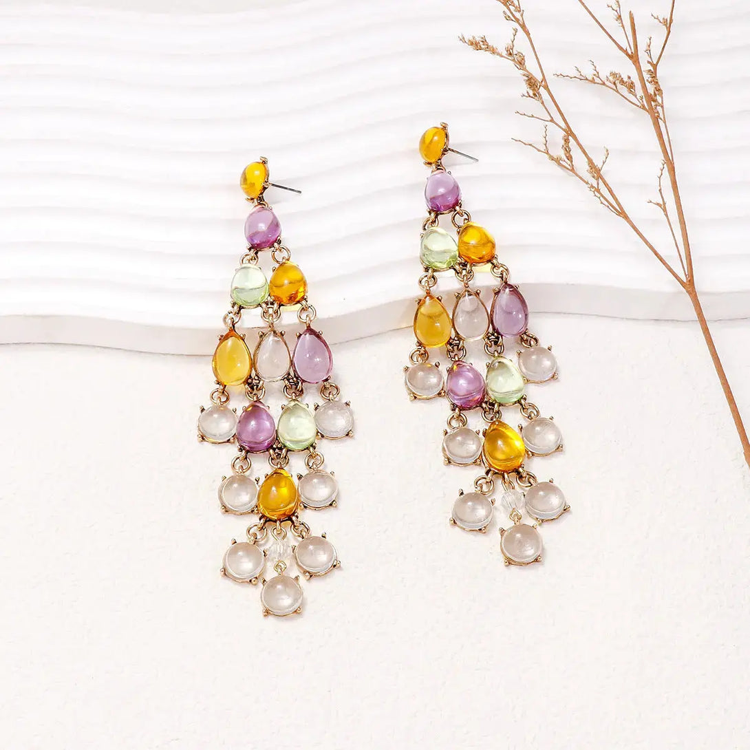 Lovcia Alloy & Rhinestone Teardrop Earrings-Earrings-Multicolor-One Size-Multicolor