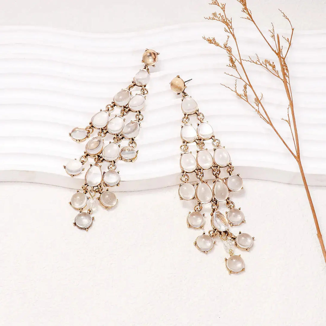 Lovcia Alloy & Rhinestone Teardrop Earrings-Earrings-White-One Size-White