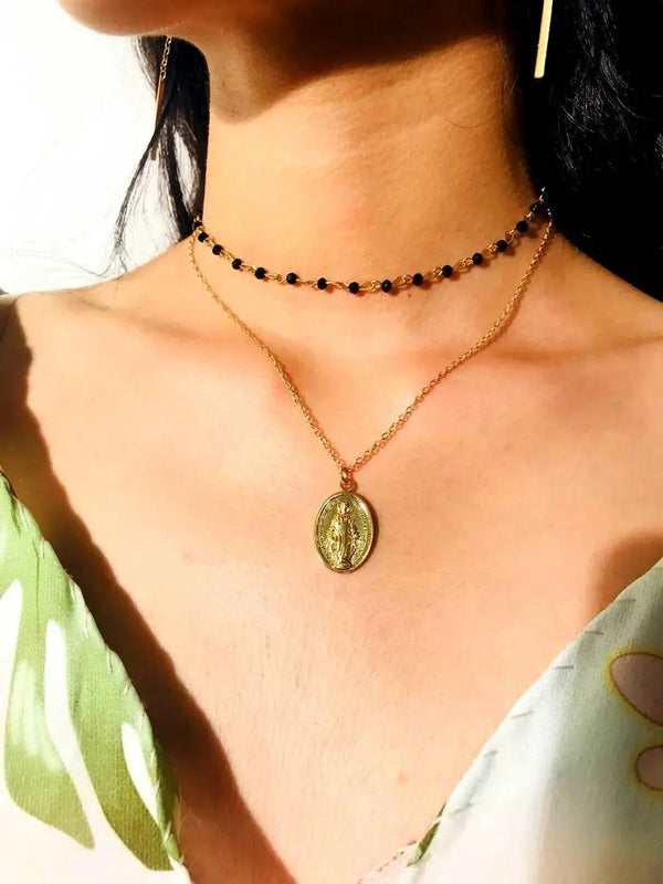 Lovcia Alloy Virgin Mary Pendant Necklace-Necklaces-Gold-Gold