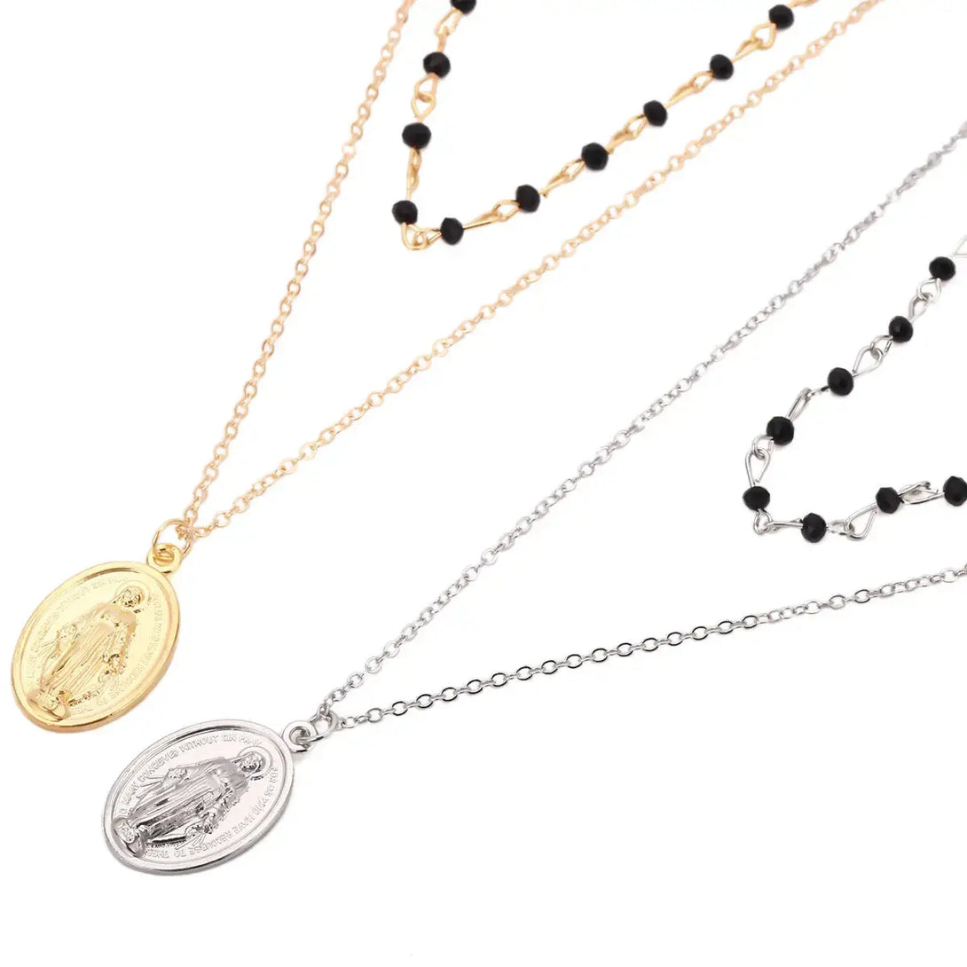 Lovcia Alloy Virgin Mary Pendant Necklace-Necklaces-Gold-Gold