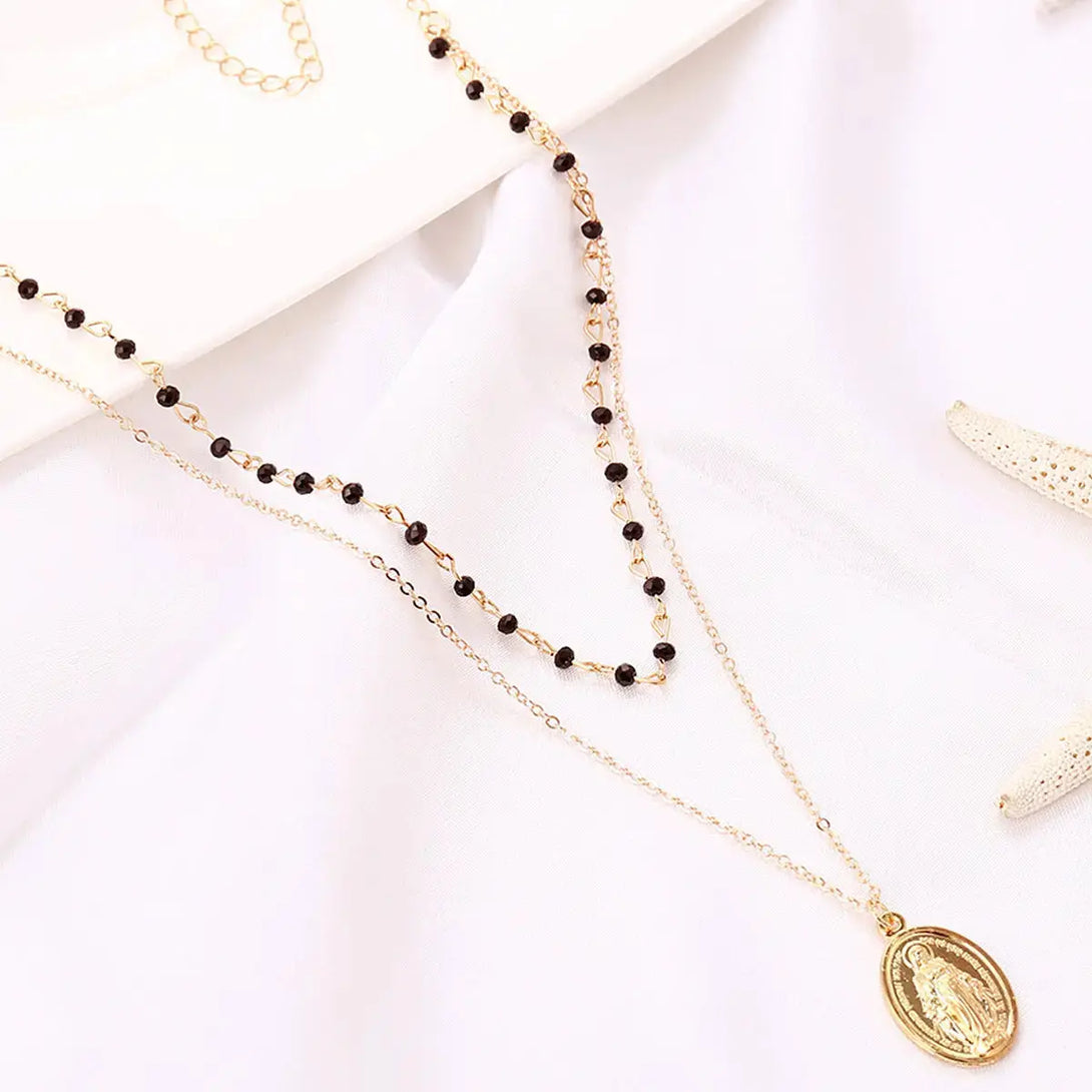 Lovcia Alloy Virgin Mary Pendant Necklace-Necklaces-Gold-Gold
