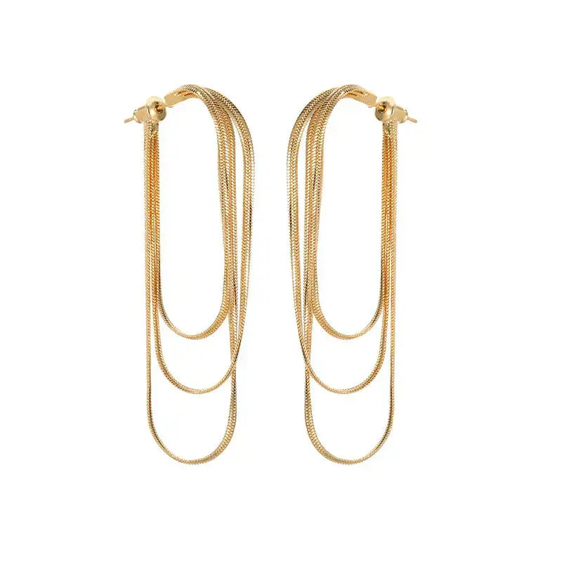 Lovcia Allure and Indifference Geometric Tassel Earrings for Women-Earrings-Gold-Gold