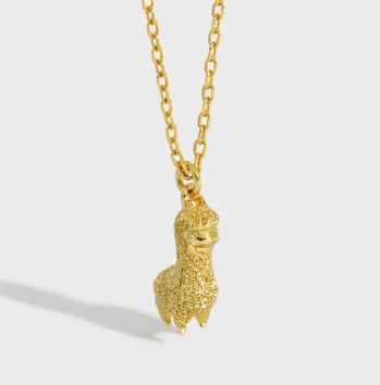Lovcia Alpaca Necklace 12mm 925 Sterling Silver Gold Plated-Necklaces-Yellow Gold-Yellow Gold