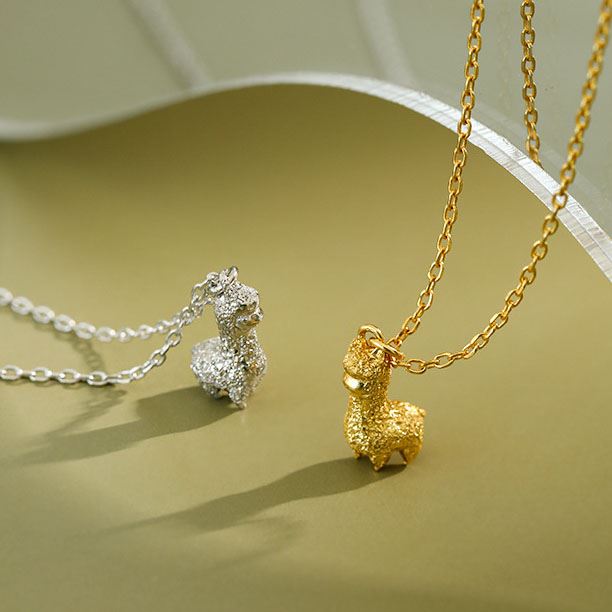 Lovcia Alpaca Necklace 12mm 925 Sterling Silver Gold Plated-Necklaces-Yellow Gold-Yellow Gold