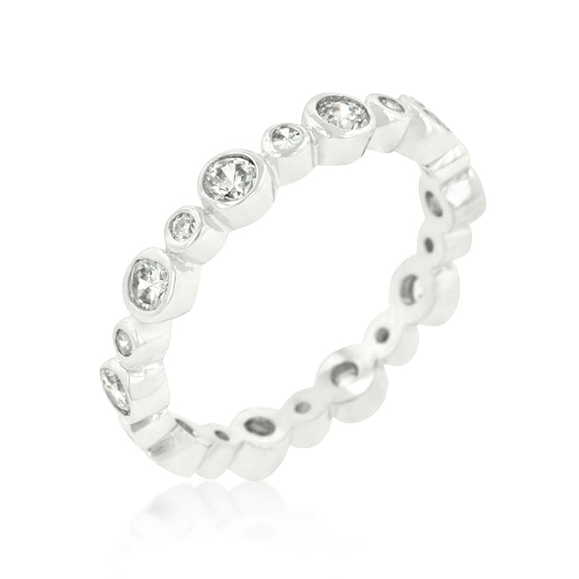 Lovcia Alternating Round Cut Cubic Zirconia Bezel Eternity Ring-Rings-5-5