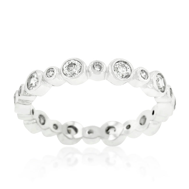 Lovcia Alternating Round Cut Cubic Zirconia Bezel Eternity Ring-Rings-5-5