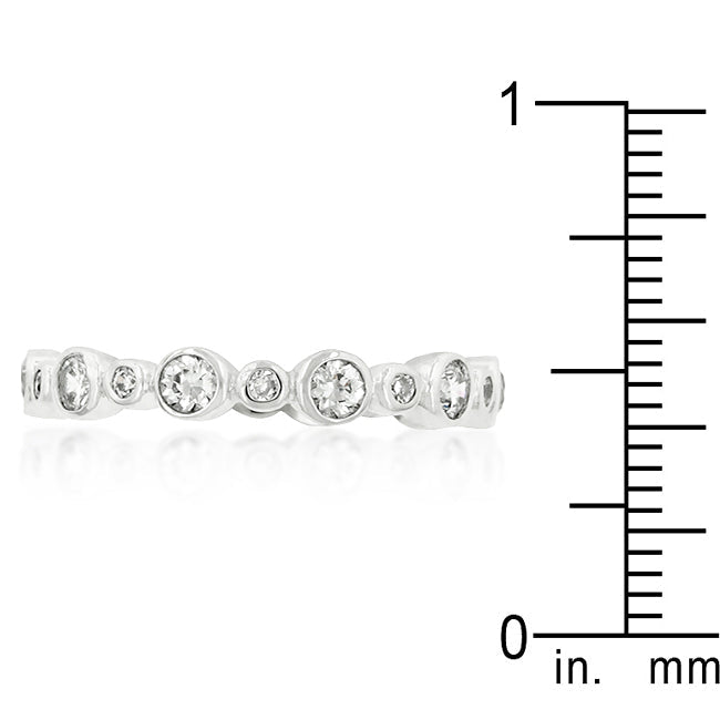 Lovcia Alternating Round Cut Cubic Zirconia Bezel Eternity Ring-Rings-5-5