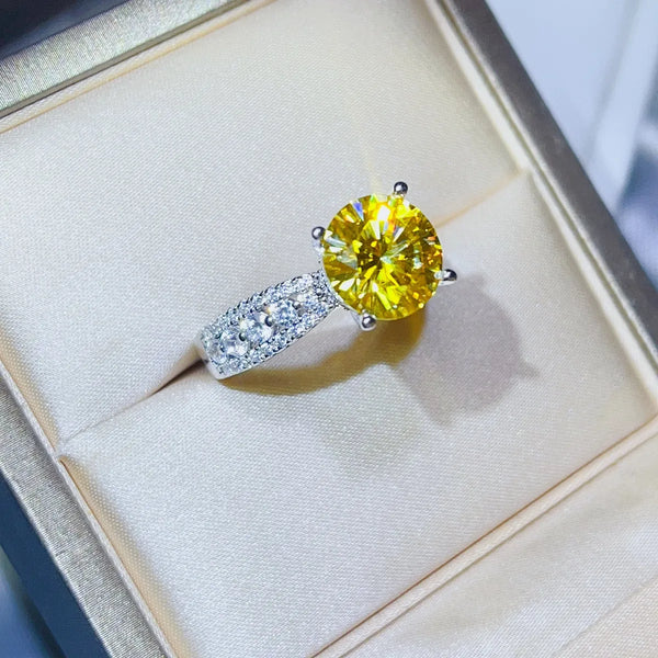 Lovcia Amber Luxe 3 Carat Moissanite 925 Sterling Silver Ring for Women - Yellow-5- - Buy latest trendy Rings for Women and Girls