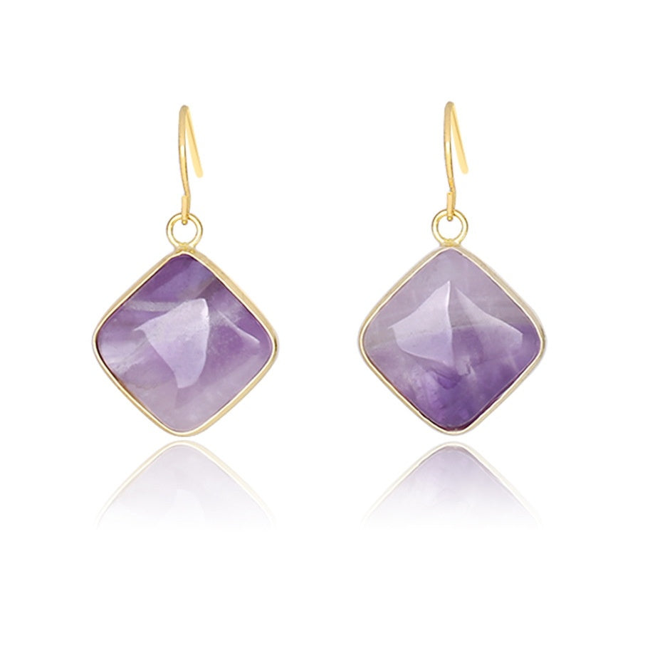 Lovcia Amethyst Crystal Geometric Drop Earrings for Women-Earrings-Amethyst-Amethyst