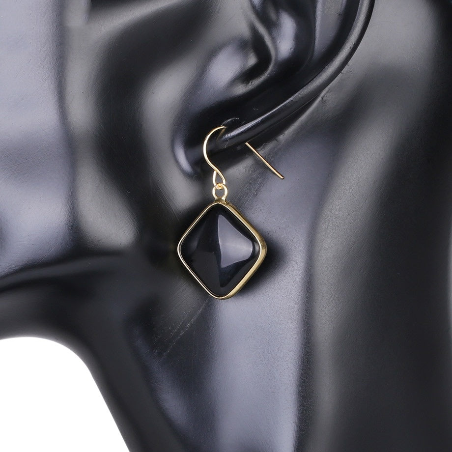 Lovcia Amethyst Crystal Geometric Drop Earrings for Women-Earrings-Black Agate-Black Agate
