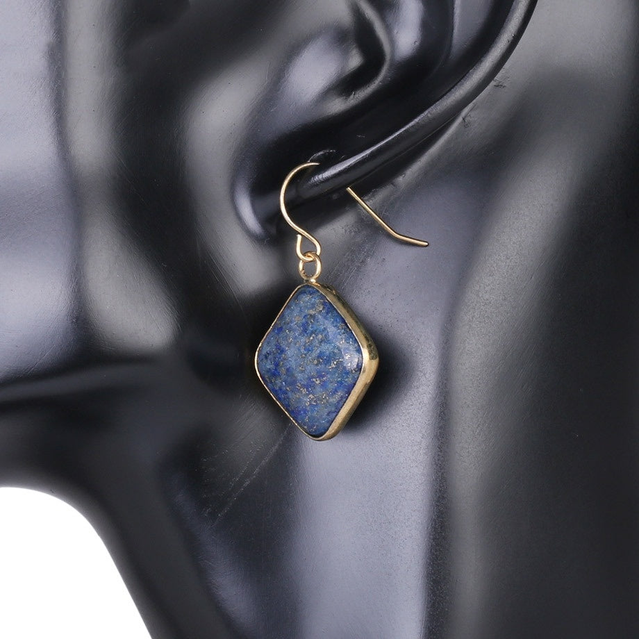 Lovcia Amethyst Crystal Geometric Drop Earrings for Women-Earrings-Lapis Lazuli-Lapis Lazuli