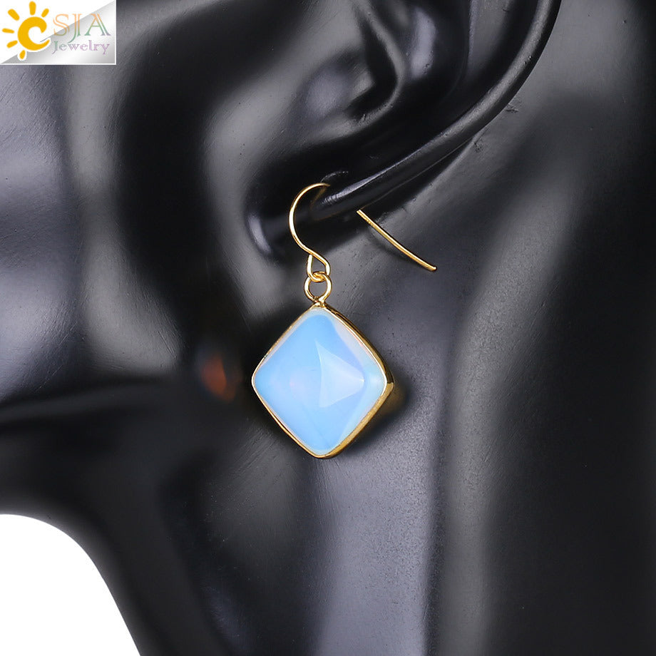 Lovcia Amethyst Crystal Geometric Drop Earrings for Women-Earrings-Opal-Opal