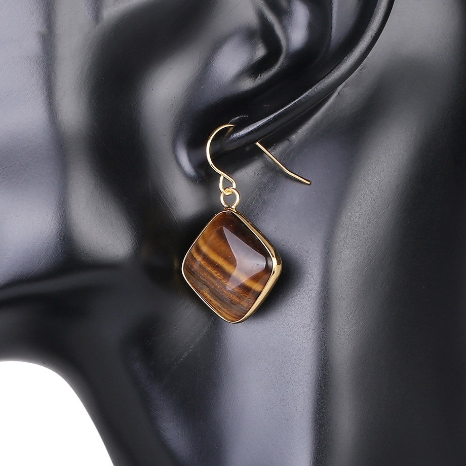 Lovcia Amethyst Crystal Geometric Drop Earrings for Women-Earrings-Tigereye-Tigereye