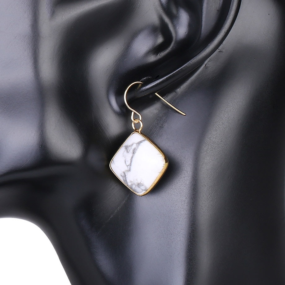 Lovcia Amethyst Crystal Geometric Drop Earrings for Women-Earrings-White Turquoise-White Turquoise