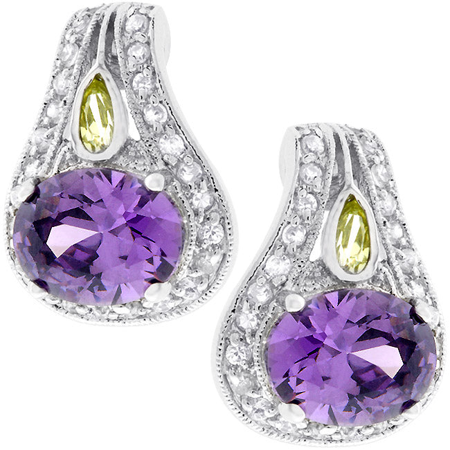 Lovcia Amethyst Elegance Cubic Zirconia Stud Earrings-Earrings-