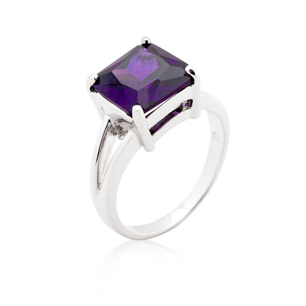Lovcia Amethyst Princess-Cut Gypsy Ring-Rings-5-5
