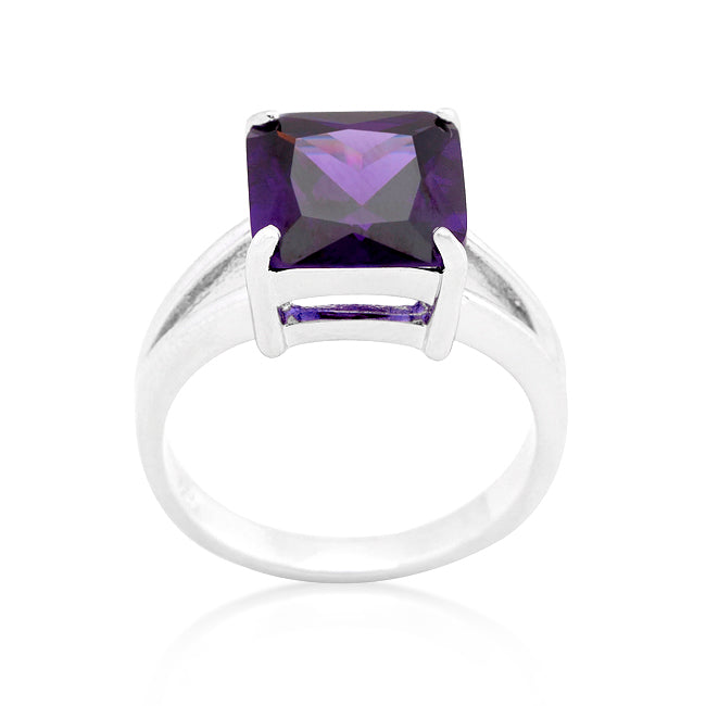 Lovcia Amethyst Princess-Cut Gypsy Ring-Rings-5-5