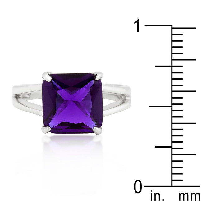 Lovcia Amethyst Princess-Cut Gypsy Ring-Rings-5-5
