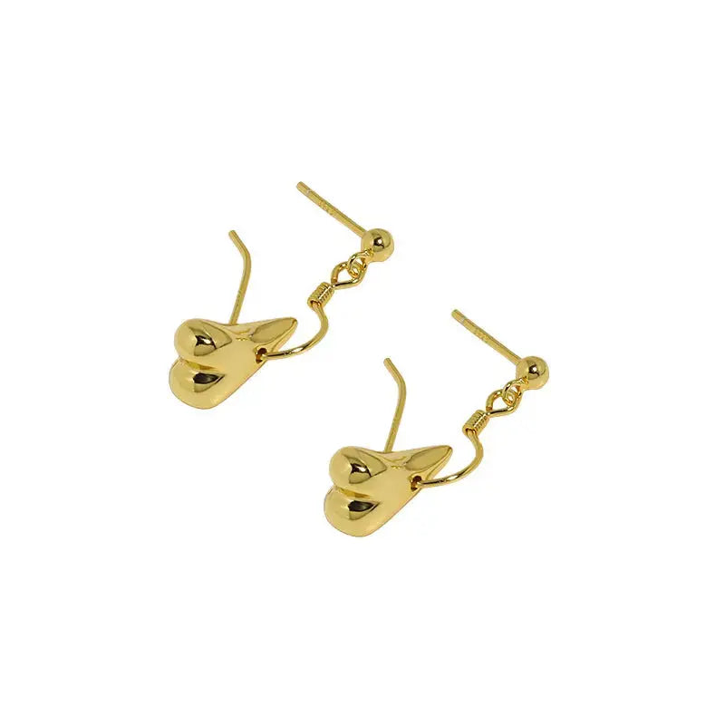 Lovcia Anniversary Irregular Dropping Heart 925 Sterling Silver Dangling Earrings-Earrings-Rhodium-Rhodium