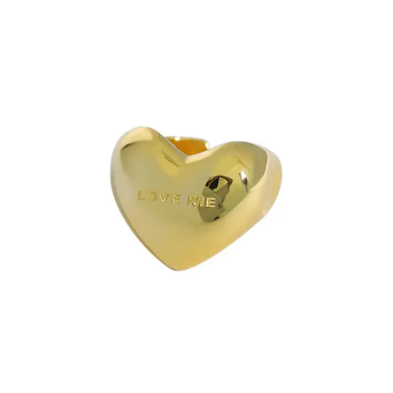 Lovcia Anniversary LOVE ME Letters Heart 925 Sterling Silver Adjustable Ring-Rings-Yellow Gold-Yellow Gold
