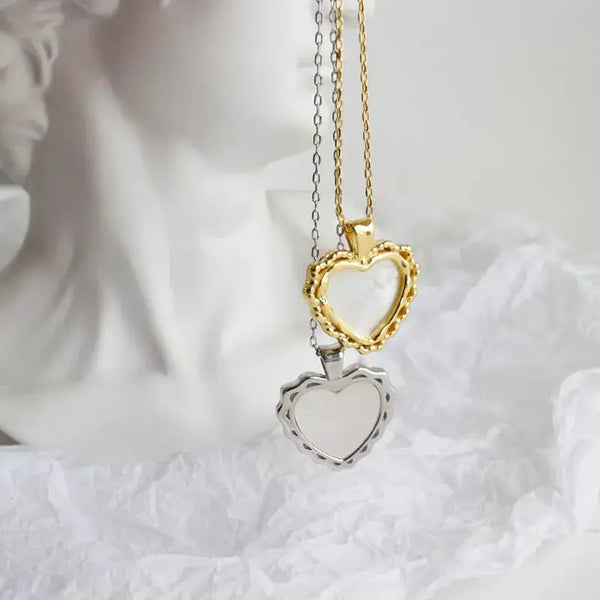 LOVCIA Anniversary Mother of Shell Heart 925 Sterling Silver Necklace