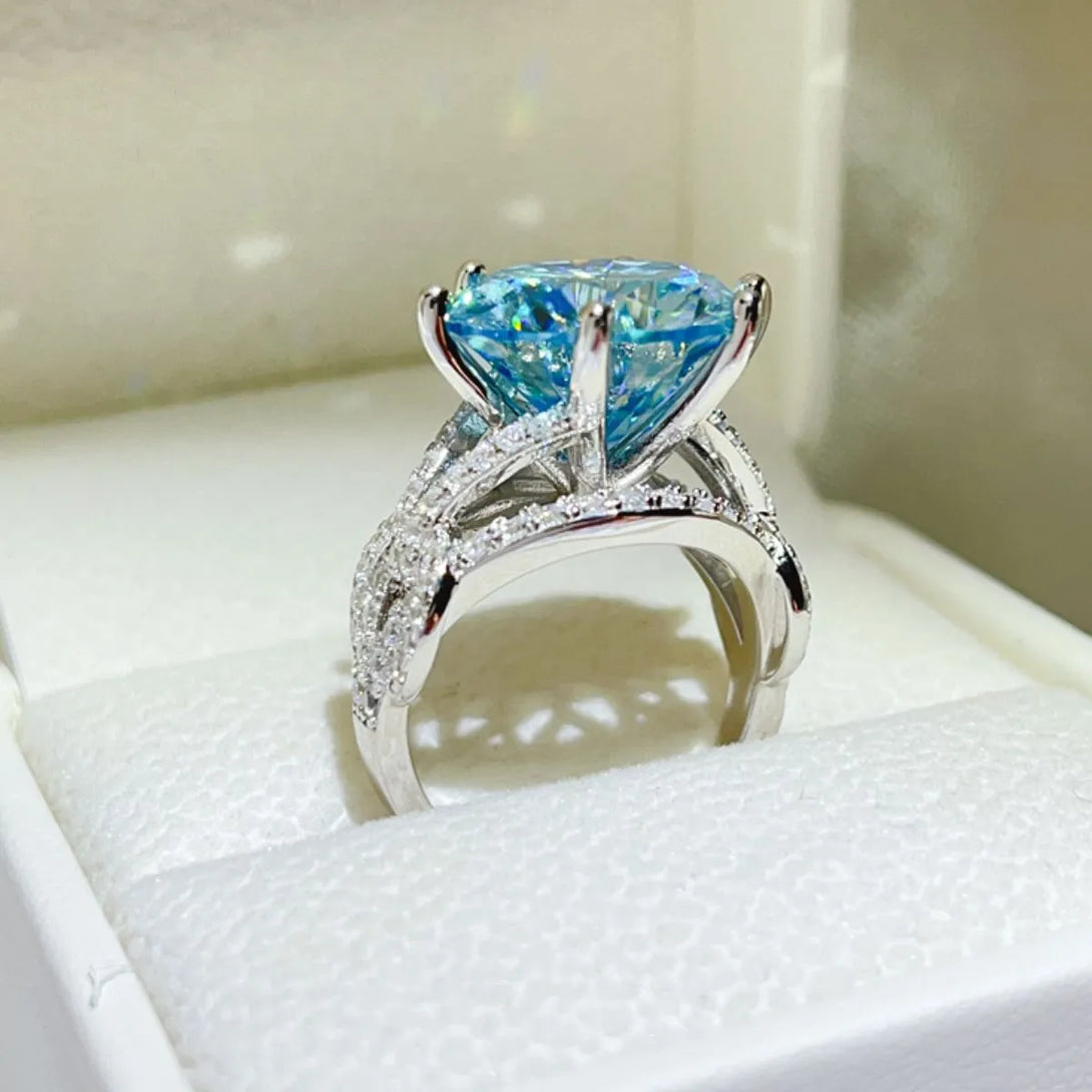 Lovcia Aqua Crest 10 Carat Moissanite 925 Sterling Silver Ring for Women - Pastel Blue-5- - Buy latest trendy Rings for Women and Girls