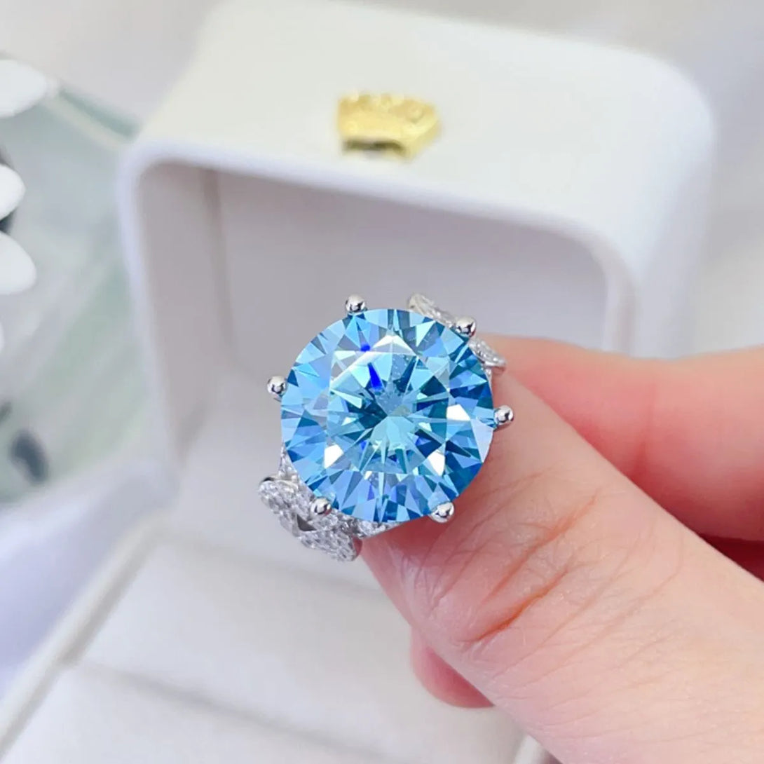 Lovcia Aqua Crest 10 Carat Moissanite 925 Sterling Silver Ring for Women - Pastel Blue-5- - Buy latest trendy Rings for Women and Girls