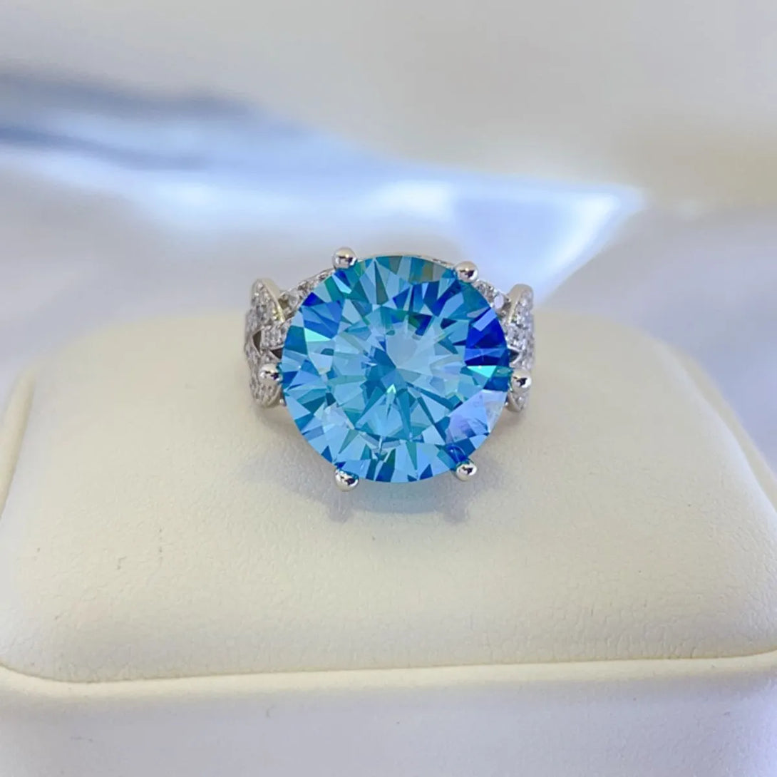 Lovcia Aqua Crest 10 Carat Moissanite 925 Sterling Silver Ring for Women - Pastel Blue-5- - Buy latest trendy Rings for Women and Girls