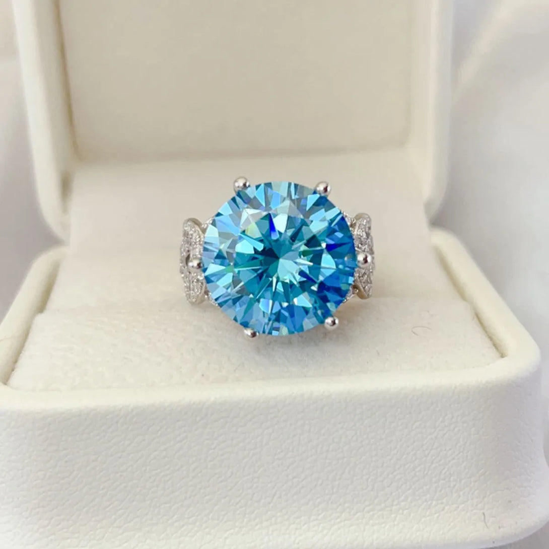 Lovcia Aqua Crest 10 Carat Moissanite 925 Sterling Silver Ring for Women - Pastel Blue-5- - Buy latest trendy Rings for Women and Girls