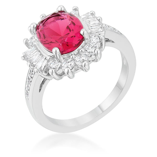 Lovcia Aqua CZ Rhodium-Plated Cocktail Ring with Classic 3ct Centerstone-Rings-5-5