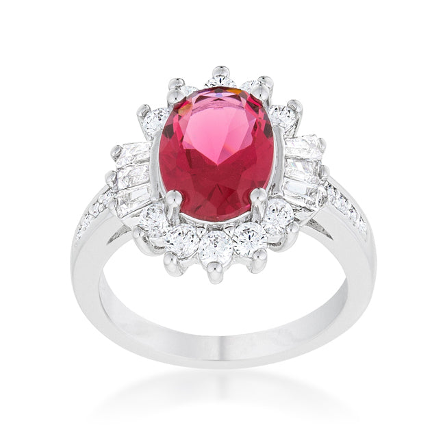 Lovcia Aqua CZ Rhodium-Plated Cocktail Ring with Classic 3ct Centerstone-Rings-5-5