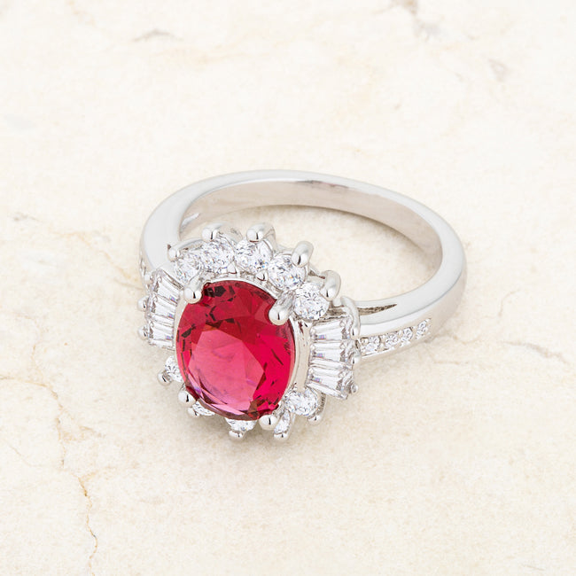 Lovcia Aqua CZ Rhodium-Plated Cocktail Ring with Classic 3ct Centerstone-Rings-5-5
